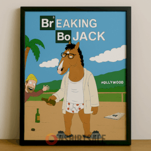 Breaking BoJack Funny Cartoon Poster, BoJack Horseman x Breaking Bad Parody Wall Art