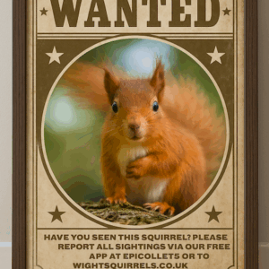 Funny Wanted Poster of Cute Red Squirrel, Vintage Animal Wall Art for Nature Lovers