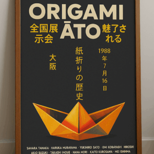 Japanese Paper Boat Exhibition Print Poster, Modern Wall Decor for Asian Art
