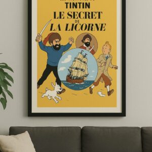 Tintin Le Secret de La Licorne Framed Poster, Classic Comic Wall Art for Fans