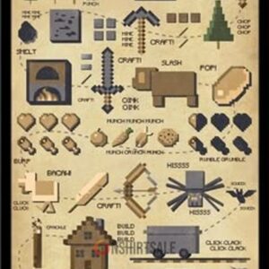 Minecraft Crafting Guide Poster, Pixel Art Cheat Sheet for Building, Crafting, and Survival